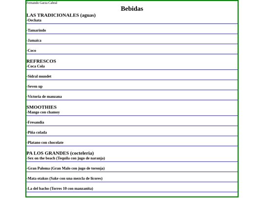 bebidas screenshot