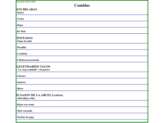 comidas screenshot