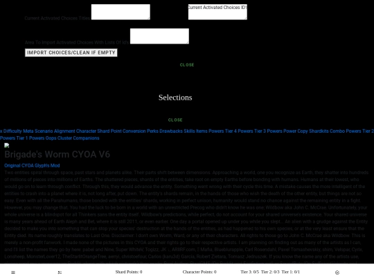 CYOA screenshot