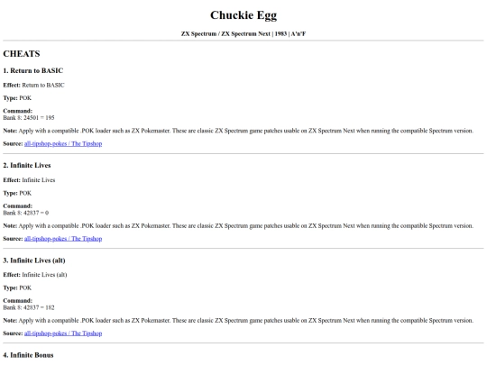 zxnext/chuckie-egg screenshot