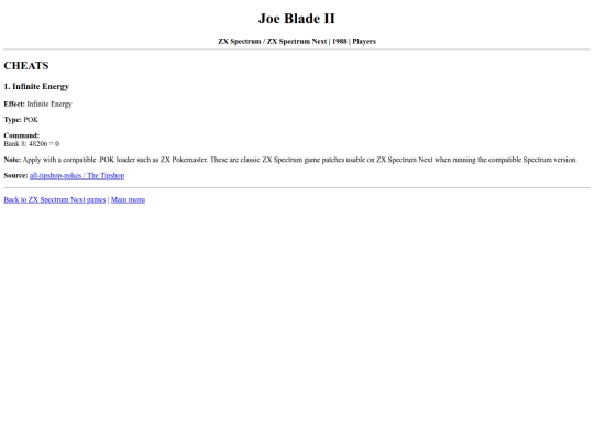 zxnext/joe-blade-2 screenshot