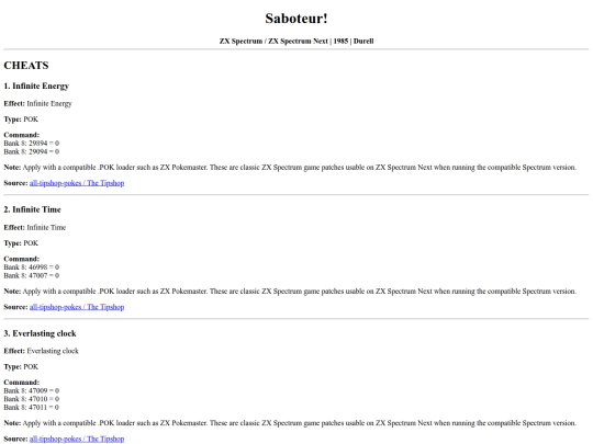 zxnext/saboteur screenshot