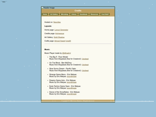 pages/Credits screenshot