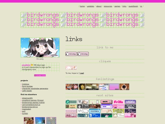 links screenshot