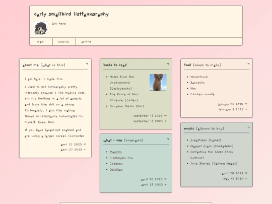 lists screenshot