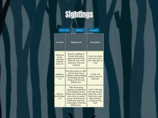 sightings screenshot