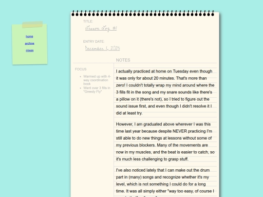 mixes/journal/posts/2025-12-01-Lesson-Log-1 screenshot