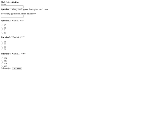 mathquiz screenshot