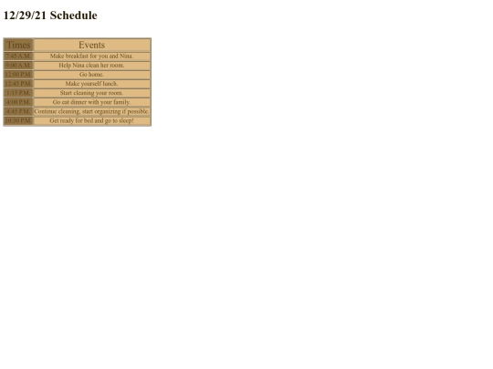 schedule screenshot