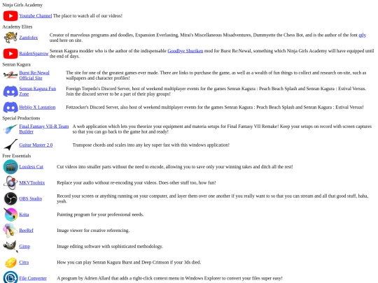 links screenshot