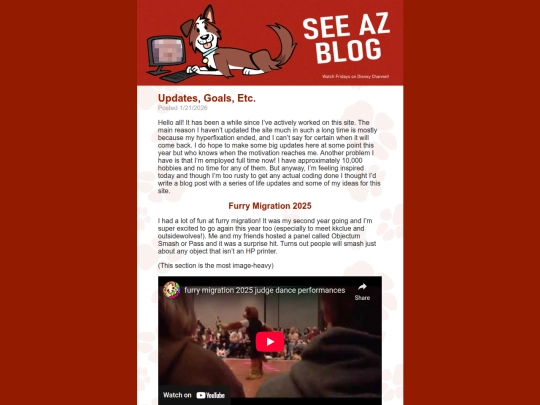 blog/updates-goals-etc screenshot