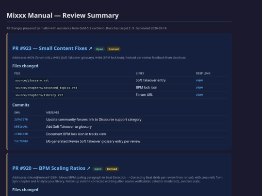 mixxx-manual-pr-list screenshot