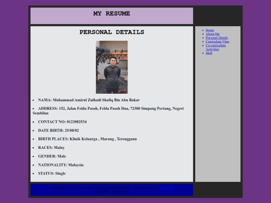 Personal Details screenshot