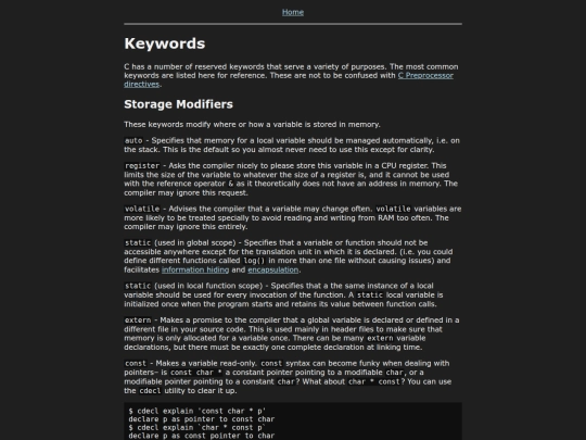 Course/C/Keywords screenshot