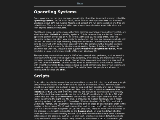 Course/OS screenshot