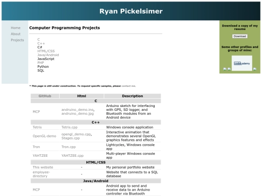 projects screenshot