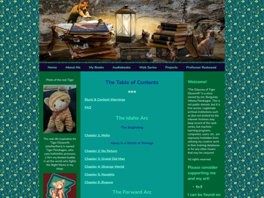 My Books and Projects/Books/The Odyssey of Tiger Ellsworth/TableOfContents screenshot