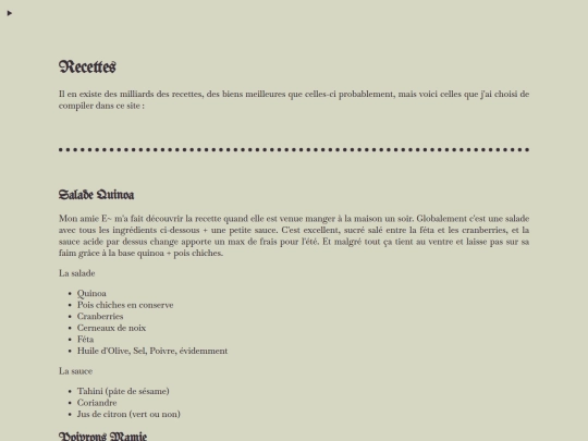 pages/recettes screenshot
