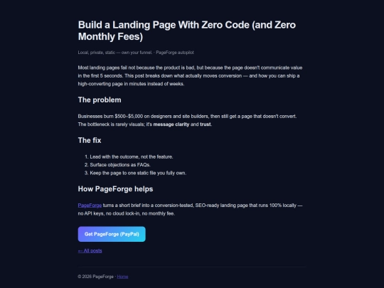 blog/no-code-landing-page screenshot