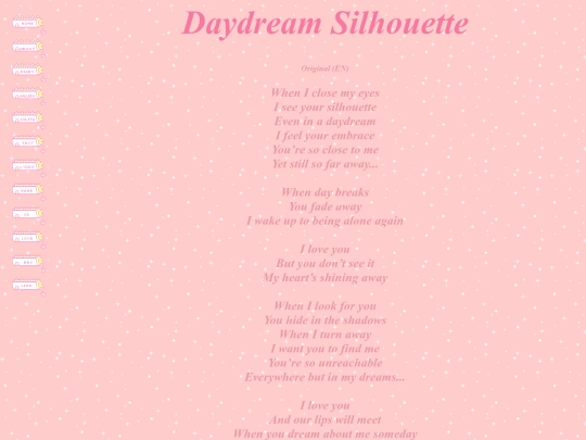 writings/lyrics/daydreamsilhouette screenshot