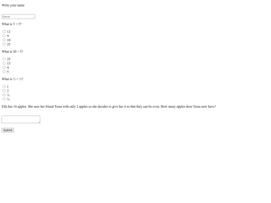 mathtestform screenshot
