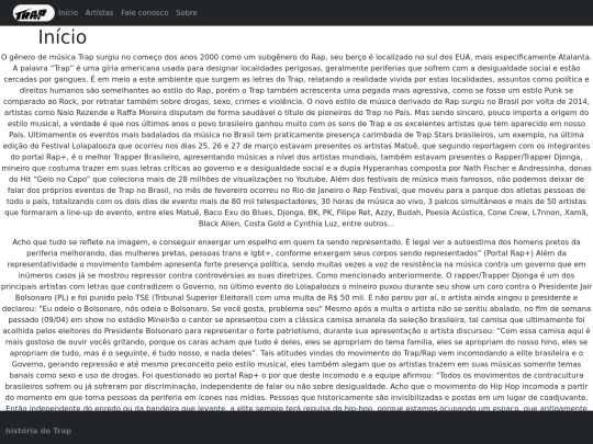 culturaTrap/inicio screenshot