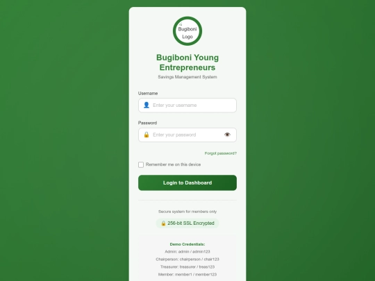 Bugiboni-savings-pwa /public/login screenshot