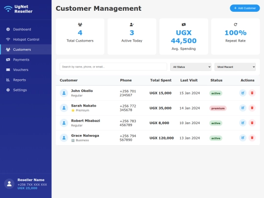 customers screenshot