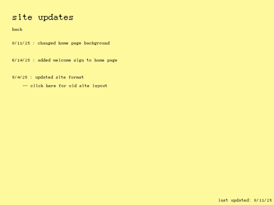 about/siteupdates screenshot