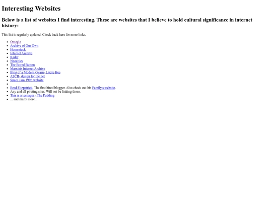 interestingsites screenshot