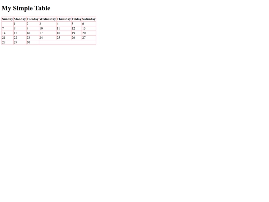 table screenshot
