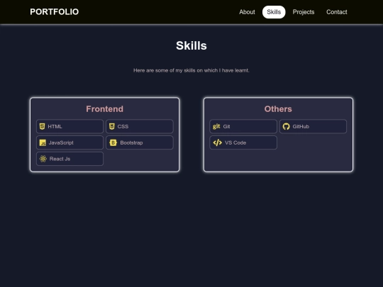 portfolio../skills screenshot