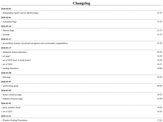 changelog screenshot
