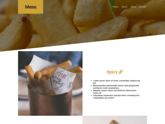 Menu screenshot