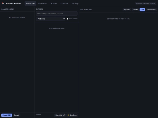 tool/Lorebook Auditor screenshot