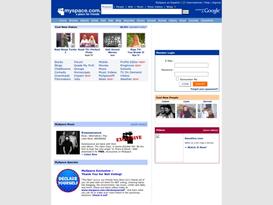 myspacemain screenshot