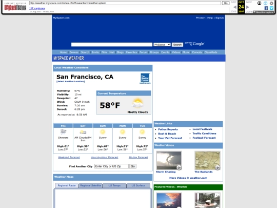 myspaceweather screenshot