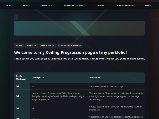 7thGrade/coding_progression screenshot