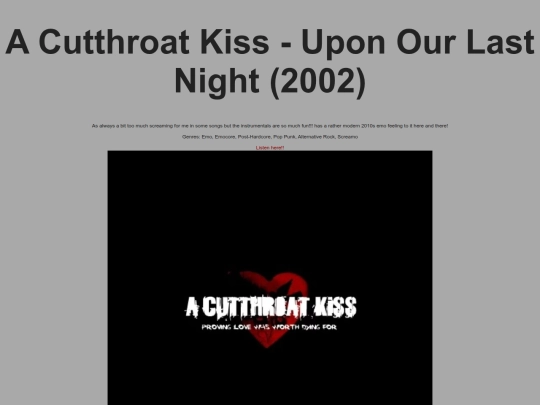 Shrines, reviews, recs/Reviews and recommendations/ACTK-Upon-Our-Last-Night-2002 screenshot