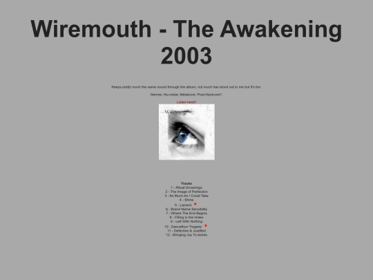 Shrines, reviews, recs/Reviews and recommendations/Wiremouth-The-Awakening-2003 screenshot