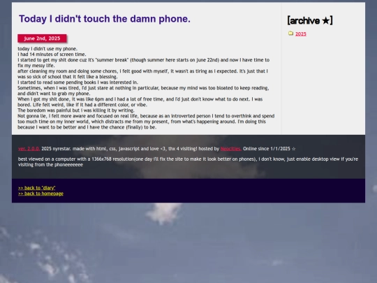 diary/entries/manifesto screenshot