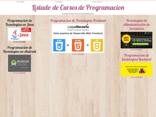 proyecto cursos/menu screenshot