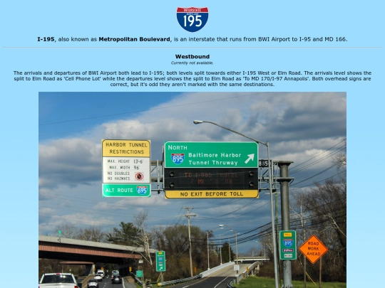 roadsigns/maryland/i-195/west screenshot