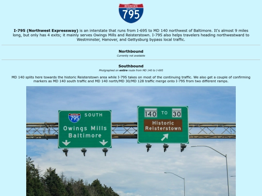 roadsigns/maryland/i-795 screenshot