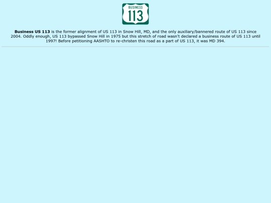 roadsigns/maryland/us113/bus screenshot