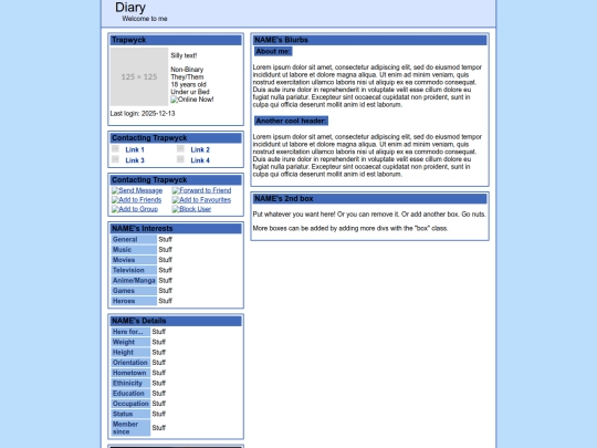 Pages/diary screenshot
