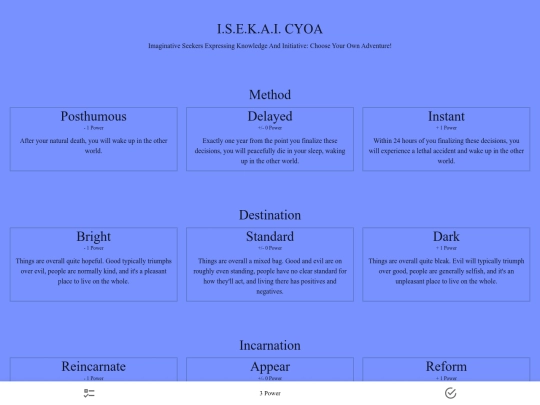 cyoas/I.S.E.K.A.I. screenshot