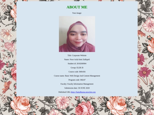 about me screenshot