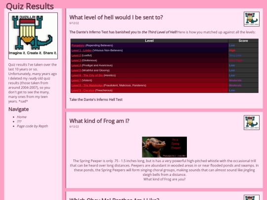 quizzes screenshot