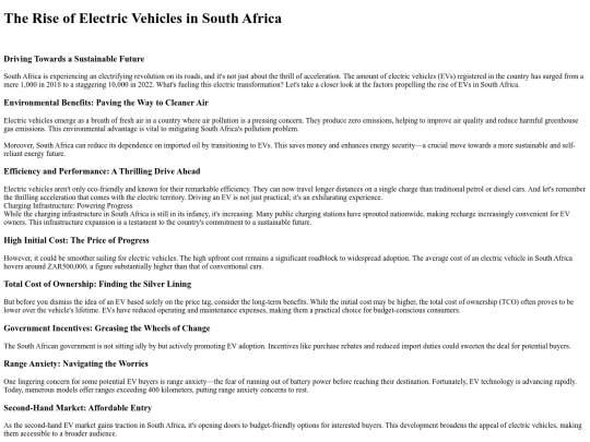 The Rise of Electric Vehicles in South Africa. screenshot